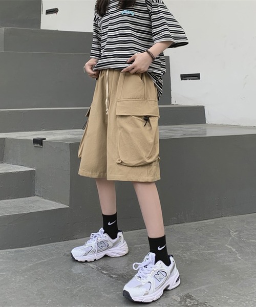 LYEON(リヨン)の「ウォッシュコットンカーゴハーフパンツ(カーゴパンツ・レディース・ベージュ/カーキ/ブラック・FREE)」の11枚目の写真