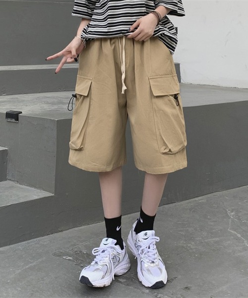 LYEON(リヨン)の「ウォッシュコットンカーゴハーフパンツ(カーゴパンツ・レディース・ベージュ/カーキ/ブラック・FREE)」の12枚目の写真