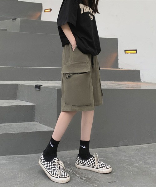 LYEON(リヨン)の「ウォッシュコットンカーゴハーフパンツ(カーゴパンツ・レディース・ベージュ/カーキ/ブラック・FREE)」の18枚目の写真