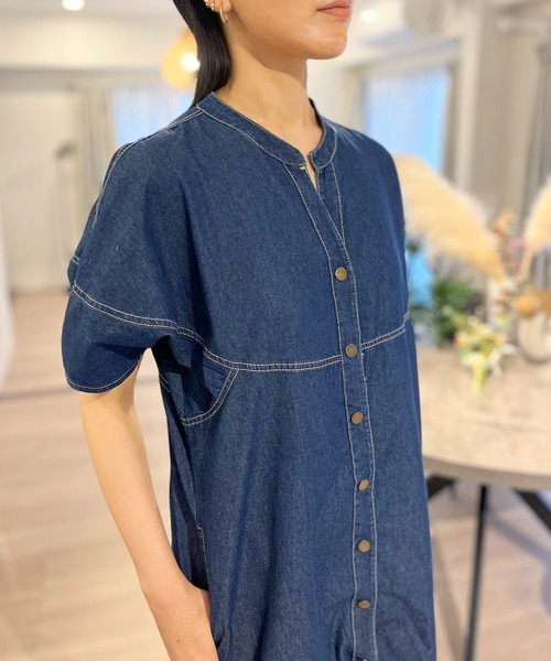 【boohoo】トールカラーディテール デニム ワンピース ※送関込 XSサイズあり】chain fetish set up dress (anier4031)