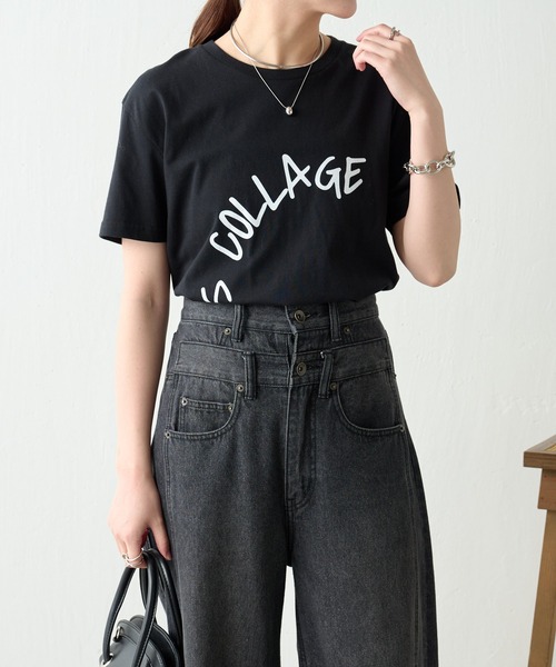 COLLAGE GALLARDAGALANTE（コラージュガリャルダガランテ）の「S COLLAGE ロゴTシャツ/ZOZO限定（Tシャツ/カットソー・レディース・ホワイト/ブラック・S/M/L/XL）」の2枚目の写真
