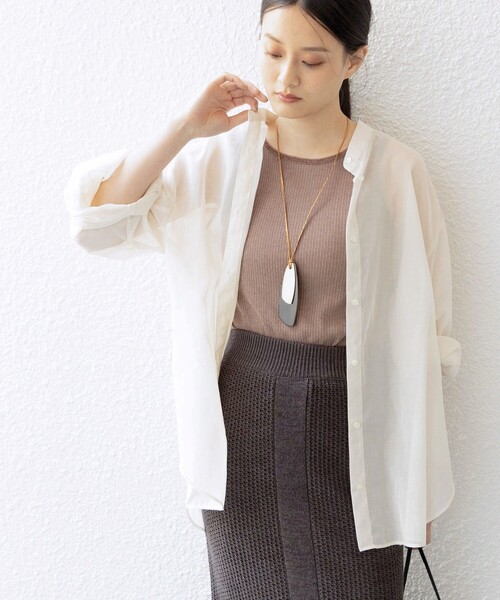 〈手洗い可能〉デザインスリーブシアーシャツ