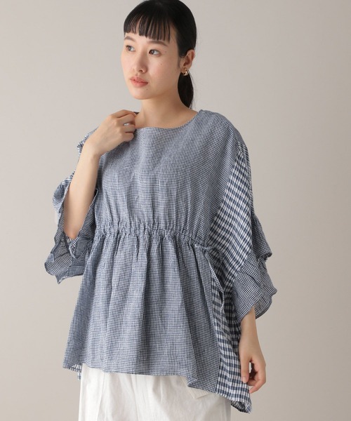 【美品】Clip.tab タータンチェック リネン 半袖シャツ studio CLIP/《natural by clip》リネンチェックシャツ｜Yahoo