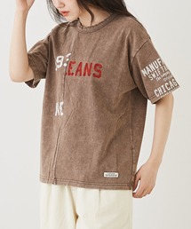 CUBE SUGAR（キューブシュガー）の「ケミカルウォッシュリメイク風ロゴプリントTシャツ（Tシャツ/カットソー）」