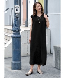 STYLE DELI（スタイルデリ）の「シボ感VネックIラインワンピース（ワンピース）」