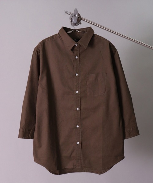 BAYBLO(ベイブロ)の「(BG)【ユニセックス】リネンブレンド レギュラーカラー 7分袖 シャツ(シャツ/ブラウス・メンズ・ホワイト系その他3/ブルー系その他/ネイビー/オレンジ系その他/オフホワイト/ベージュ系その他3/ブラック/カーキ/グレー系その他/ピンク系その他/ライトピンク/ブルー系その他2/ブルー系その他3・MEDIUM/X-LARGE/LARGE)」の7枚目の写真