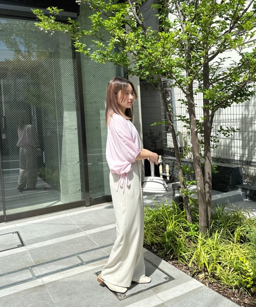 Olu.（オルドット）の「サイドリボンクロップドトップス（シャツ/ブラウス・レディース・ピンク/グリーン/レモンイエロー・FREE）」の4枚目の写真