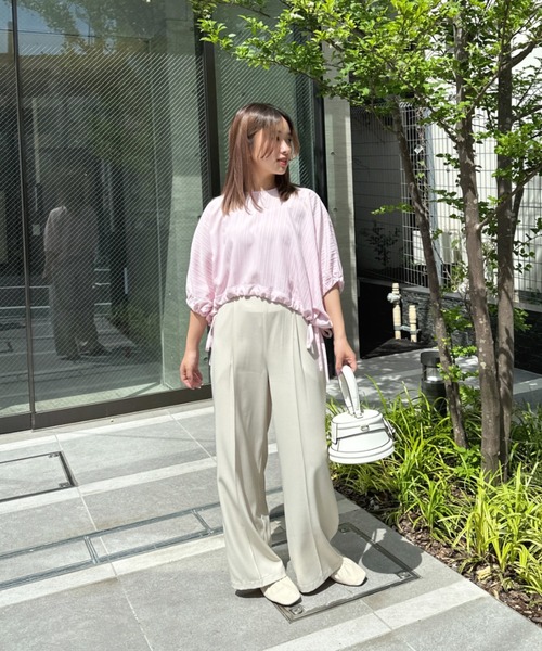 Olu.（オルドット）の「サイドリボンクロップドトップス（シャツ/ブラウス・レディース・ピンク/グリーン/レモンイエロー・FREE）」の5枚目の写真
