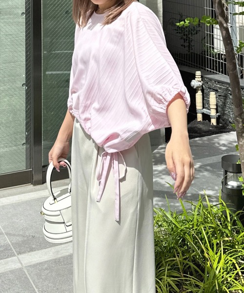 Olu.（オルドット）の「サイドリボンクロップドトップス（シャツ/ブラウス・レディース・ピンク/グリーン/レモンイエロー・FREE）」の6枚目の写真