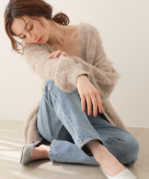 frames RAY CASSIN(フレームスレイカズン)の「大人可愛い、万能アイテム。ミックスシャギーニットVネックカーディガン(カーディガン/ボレロ・レディース・イエロー/ブルー/ミント/モカ/キナリ/ブラック/グレー・FREE)」の15枚目の写真