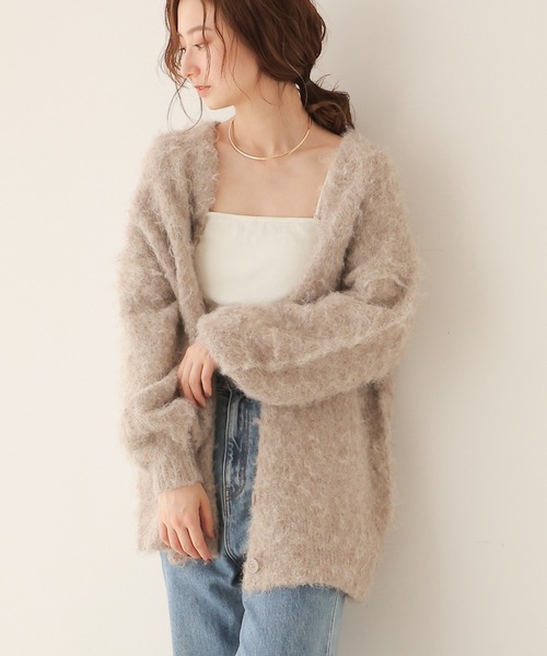 frames RAY CASSIN(フレームスレイカズン)の「大人可愛い、万能アイテム。ミックスシャギーニットVネックカーディガン(カーディガン/ボレロ・レディース・イエロー/ブルー/ミント/モカ/キナリ/ブラック/グレー・FREE)」の18枚目の写真