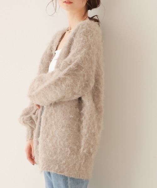 frames RAY CASSIN(フレームスレイカズン)の「大人可愛い、万能アイテム。ミックスシャギーニットVネックカーディガン(カーディガン/ボレロ・レディース・イエロー/ブルー/ミント/モカ/キナリ/ブラック/グレー・FREE)」の19枚目の写真