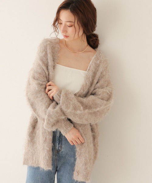 frames RAY CASSIN(フレームスレイカズン)の「大人可愛い、万能アイテム。ミックスシャギーニットVネックカーディガン(カーディガン/ボレロ・レディース・イエロー/ブルー/ミント/モカ/キナリ/ブラック/グレー・FREE)」の21枚目の写真