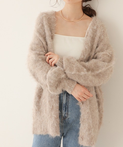 frames RAY CASSIN(フレームスレイカズン)の「大人可愛い、万能アイテム。ミックスシャギーニットVネックカーディガン(カーディガン/ボレロ・レディース・イエロー/ブルー/ミント/モカ/キナリ/ブラック/グレー・FREE)」の22枚目の写真