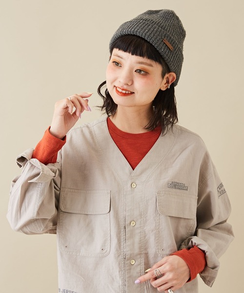 CUBE SUGAR(キューブシュガー)の「ショートスラブフライス無地長袖クルーネックインナー(Tシャツ/カットソー・レディース・グリーン/オレンジ/ブラック/ブルー/ホワイト/イエロー/トップグレー・M)」の7枚目の写真