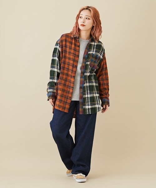 CUBE SUGAR(キューブシュガー)の「ショートスラブフライス無地長袖クルーネックインナー(Tシャツ/カットソー・レディース・グリーン/オレンジ/ブラック/ブルー/ホワイト/イエロー/トップグレー・M)」の10枚目の写真