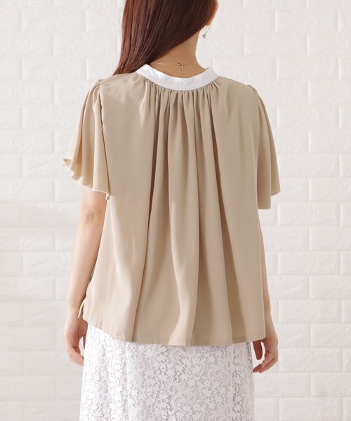 Lace Ladies(レースレディース)の「2WAYバイカラープチハイネック半袖シフォンブラウス(シャツ/ブラウス・レディース・ベージュ/ホワイト/ブラック・S/FREE)」の18枚目の写真