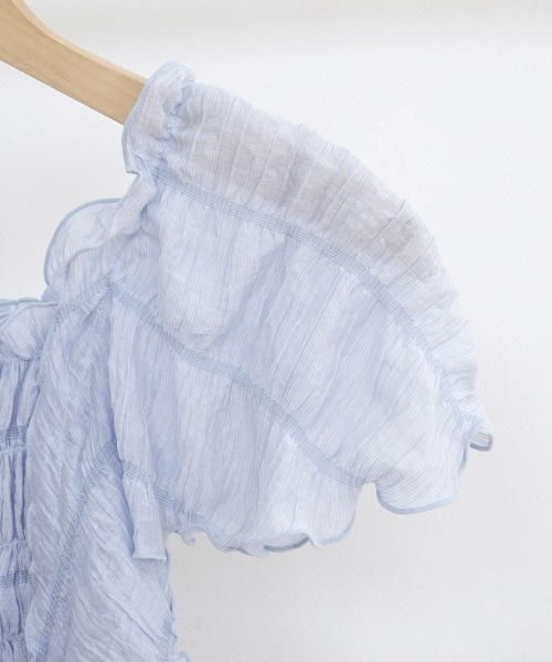 flower（フラワー）の「シアーパピヨンブラウス（シャツ/ブラウス・レディース・ブルー/アイボリー・FREE）」の7枚目の写真