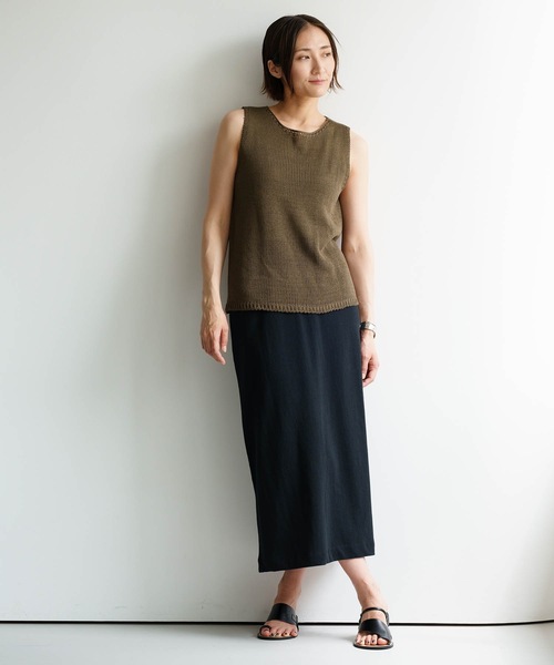 Mia (ミア)の「ノースリーブプルオーバー(サマーニット)(ニット/セーター・レディース・チャコールグレー/カーキブラウン/グリーン・FREE)」の8枚目の写真