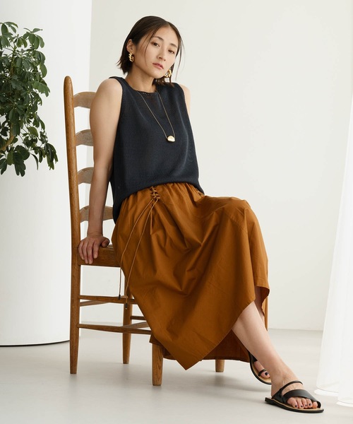Mia (ミア)の「ノースリーブプルオーバー(サマーニット)(ニット/セーター・レディース・チャコールグレー/カーキブラウン/グリーン・FREE)」の9枚目の写真