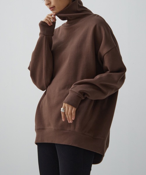 for/c(フォーシー)の「裏起毛リブハイネック【USAコットン】(Tシャツ/カットソー・レディース・ブラウン/アイボリー・M/L/LL)」の10枚目の写真