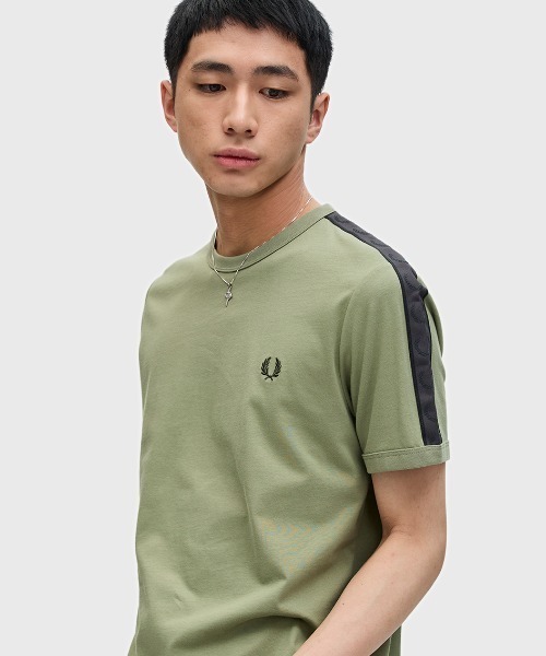 tシャツ 「FRED PERRY/フレッドペリー」 コントラストトラックテープ ショートスリーブリンガーTシャツ レディース メンズ FRED PERRY tシャツ 「FRED PERRY/フレッドペリー