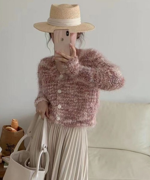 【セール】シャギーミックスニットカーディガン（カーディガン/ボレロ）｜ｔｏｌｅｎｅ（トレネ）