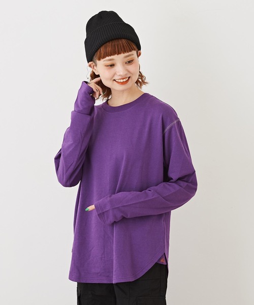 CUBE SUGAR（キューブシュガー）の「インレー裏毛スウェットクルーネックインナー（Tシャツ/カットソー・レディース・ブラック/パープル/ホワイト/オレンジ・M）」の3枚目の写真