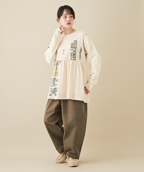 CUBE SUGAR（キューブシュガー）の「インレー裏毛スウェットクルーネックインナー（Tシャツ/カットソー・レディース・ブラック/パープル/ホワイト/オレンジ・M）」の6枚目の写真