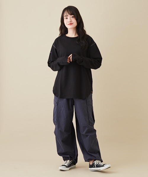 CUBE SUGAR（キューブシュガー）の「インレー裏毛スウェットクルーネックインナー（Tシャツ/カットソー・レディース・ブラック/パープル/ホワイト/オレンジ・M）」の11枚目の写真