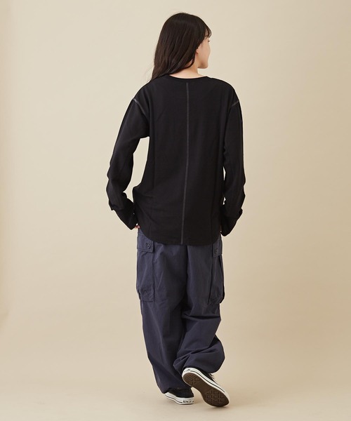 CUBE SUGAR（キューブシュガー）の「インレー裏毛スウェットクルーネックインナー（Tシャツ/カットソー・レディース・ブラック/パープル/ホワイト/オレンジ・M）」の13枚目の写真