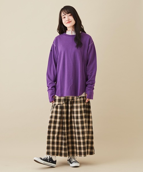 CUBE SUGAR（キューブシュガー）の「インレー裏毛スウェットクルーネックインナー（Tシャツ/カットソー・レディース・ブラック/パープル/ホワイト/オレンジ・M）」の18枚目の写真