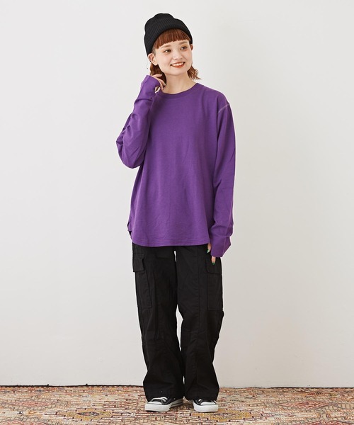 CUBE SUGAR（キューブシュガー）の「インレー裏毛スウェットクルーネックインナー（Tシャツ/カットソー・レディース・ブラック/パープル/ホワイト/オレンジ・M）」の19枚目の写真