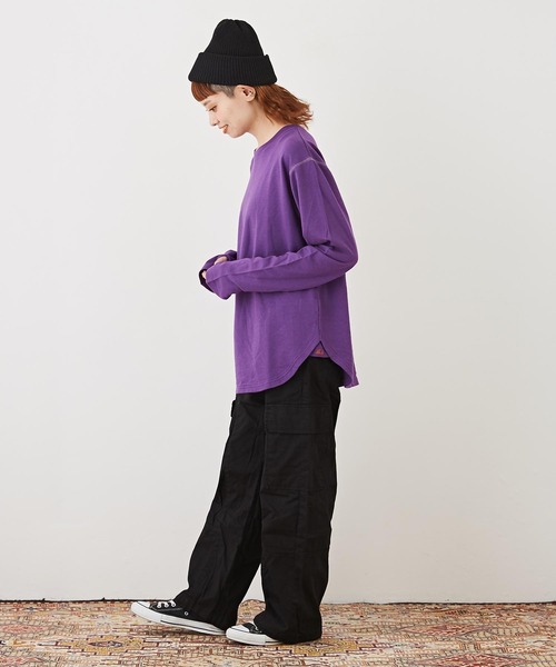 CUBE SUGAR（キューブシュガー）の「インレー裏毛スウェットクルーネックインナー（Tシャツ/カットソー・レディース・ブラック/パープル/ホワイト/オレンジ・M）」の20枚目の写真