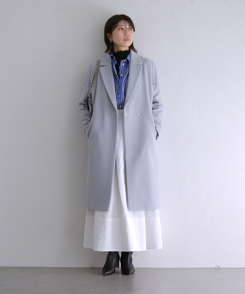 La TOTALITE（ラトータリテ）の「ウールビーバーチェスターコート（チェスターコート・レディース・スカイブルー/ベージュ/ネイビー/タン・40/38/36）」の20枚目の写真