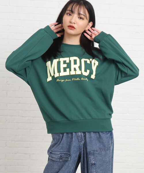 PINK-latte（ピンクラテ）の「◇【130サイズあり】カレッジロゴ裏毛