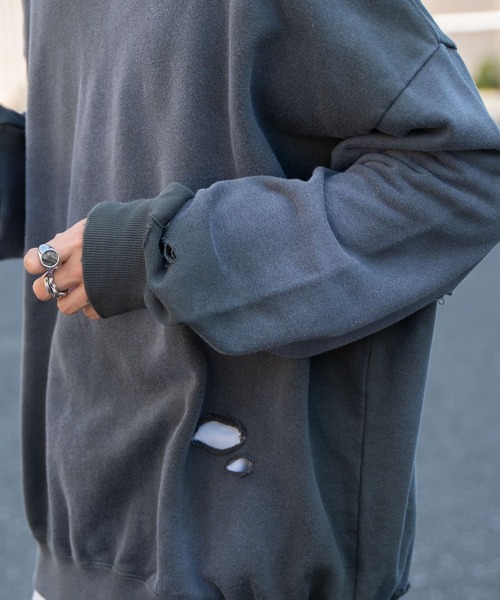 WEGO(ウィゴー)の「WEGO/ヴィンテージライクダメージプルオーバー(スウェット・メンズ・ブラック系その他・MEDIUM/LARGE)」の5枚目の写真