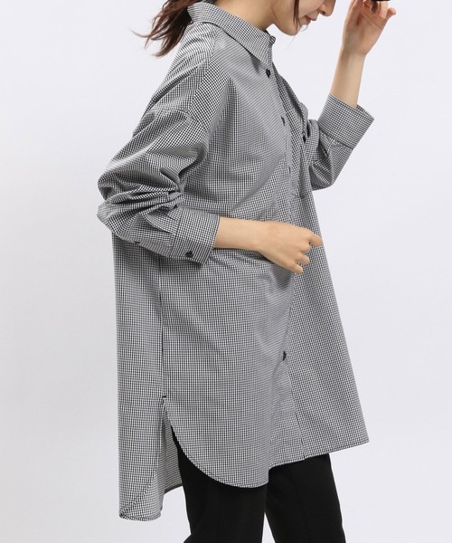 GLOBAL WORK Smile Seed Store（グローバルワーク スマイルシードストア）の「オーバーサイズシャツ/704218（シャツ/ブラウス・レディース・ブラック/ブルー系その他4/オフホワイト/グレー/ブルー系その他5・X-LARGE/SMALL/LARGE/MEDIUM）」の4枚目の写真