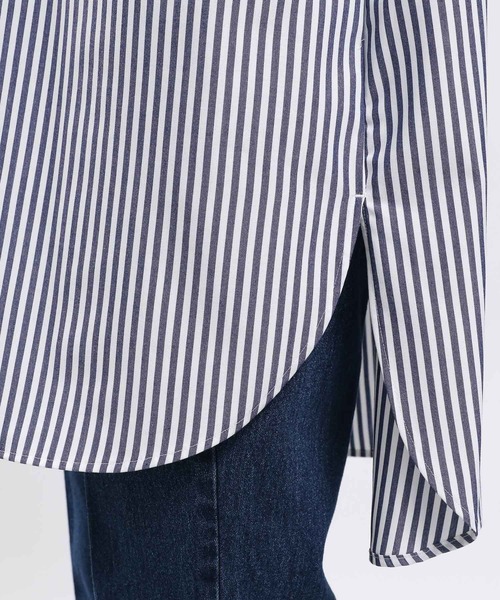 GLOBAL WORK Smile Seed Store（グローバルワーク スマイルシードストア）の「オーバーサイズシャツ/704218（シャツ/ブラウス・レディース・ブラック/ブルー系その他4/オフホワイト/グレー/ブルー系その他5・X-LARGE/SMALL/LARGE/MEDIUM）」の6枚目の写真