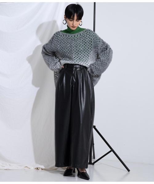 Settimissimo（セッティミッシモ）の「レザータッチタックワイドパンツ（その他パンツ・レディース・モカ/ブラック・FREE）」の22枚目の写真