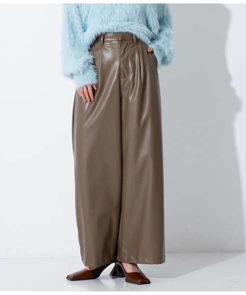 Settimissimo（セッティミッシモ）の「レザータッチタックワイドパンツ（その他パンツ・レディース・モカ/ブラック・FREE）」の20枚目の写真