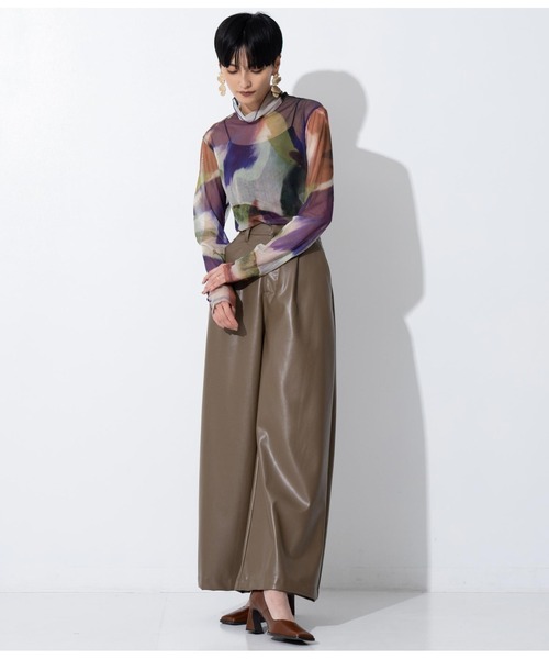 Settimissimo（セッティミッシモ）の「レザータッチタックワイドパンツ（その他パンツ・レディース・モカ/ブラック・FREE）」の12枚目の写真