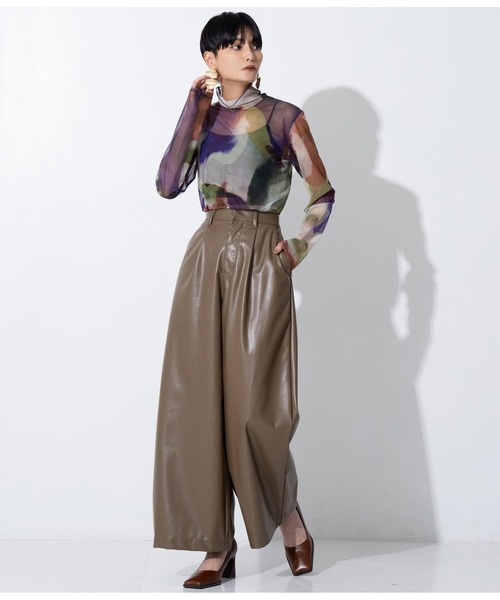 Settimissimo（セッティミッシモ）の「レザータッチタックワイドパンツ（その他パンツ・レディース・モカ/ブラック・FREE）」の11枚目の写真