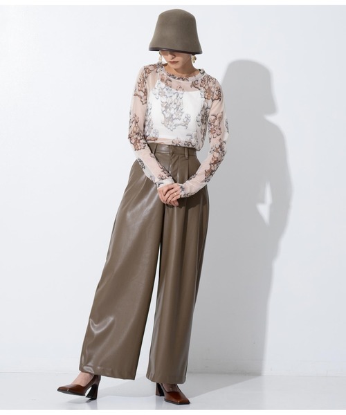 Settimissimo（セッティミッシモ）の「レザータッチタックワイドパンツ（その他パンツ・レディース・モカ/ブラック・FREE）」の15枚目の写真