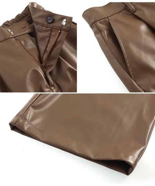 Settimissimo（セッティミッシモ）の「レザータッチタックワイドパンツ（その他パンツ・レディース・モカ/ブラック・FREE）」の3枚目の写真