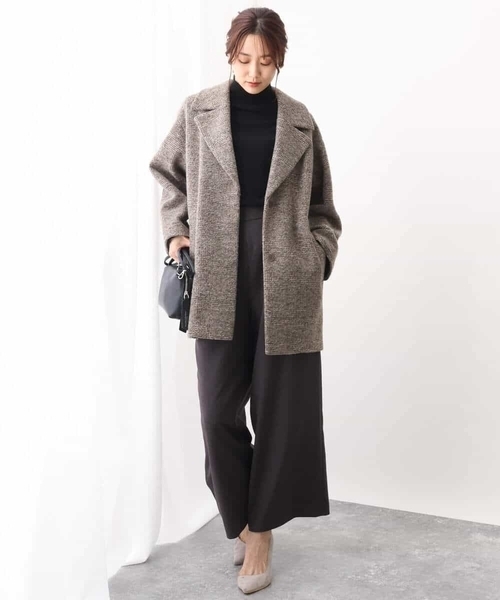 MK MICHEL KLEIN(エムケーミッシェルクラン)の「グレンチェック柄スライバーコート/雑誌掲アイテム(チェスターコート・レディース・ブラウン/グレー・38)」の4枚目の写真