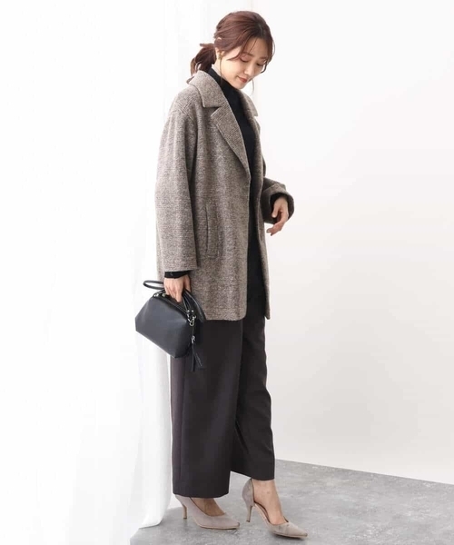 MK MICHEL KLEIN(エムケーミッシェルクラン)の「グレンチェック柄スライバーコート/雑誌掲アイテム(チェスターコート・レディース・ブラウン/グレー・38)」の5枚目の写真