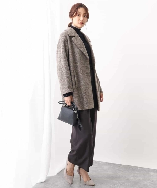 MK MICHEL KLEIN(エムケーミッシェルクラン)の「グレンチェック柄スライバーコート/雑誌掲アイテム(チェスターコート・レディース・ブラウン/グレー・38)」の6枚目の写真
