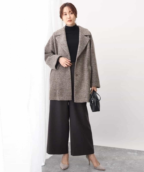 MK MICHEL KLEIN(エムケーミッシェルクラン)の「グレンチェック柄スライバーコート/雑誌掲アイテム(チェスターコート・レディース・ブラウン/グレー・38)」の7枚目の写真