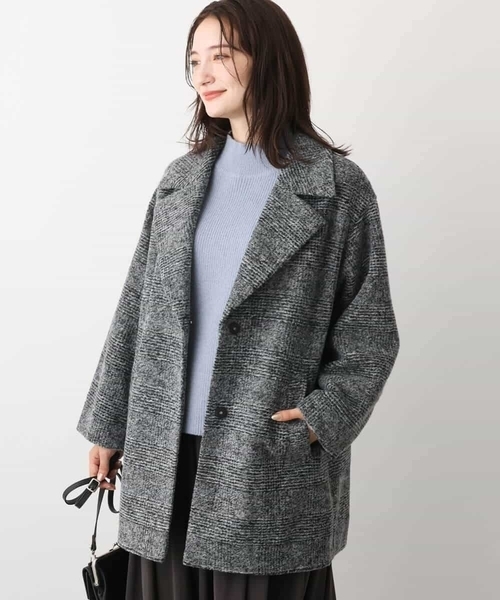 MK MICHEL KLEIN(エムケーミッシェルクラン)の「グレンチェック柄スライバーコート/雑誌掲アイテム(チェスターコート・レディース・ブラウン/グレー・38)」の8枚目の写真